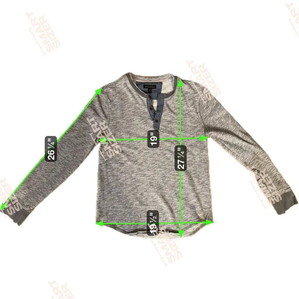 Banana Republic Mens Henley Baseball Shirt Sz M Tall Heather Gray Gorpcore Prep